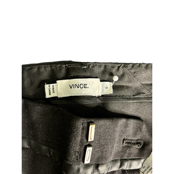 Vince Black Wool Faux Leather Piped Trouser Pants Skinny Womens 0 - Picture 9 of 14